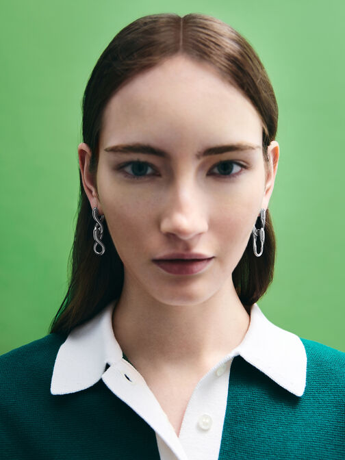 Kris Chain-Link Drop Earrings, Silver, hi-res