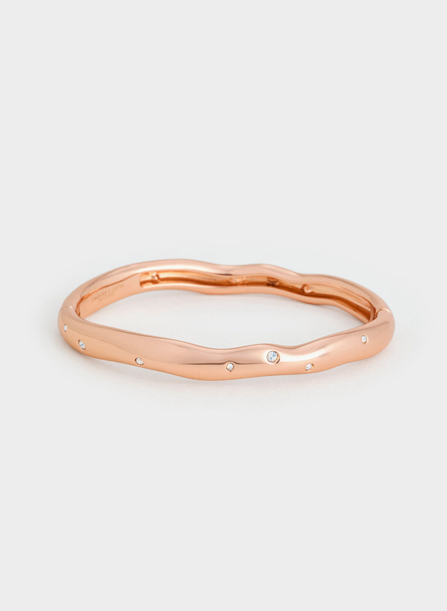 Ottilie Crystal Sculptural Bangle, Rose Gold, hi-res