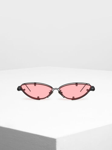 Double Frame Cat-Eye Sunglasses, Red, hi-res