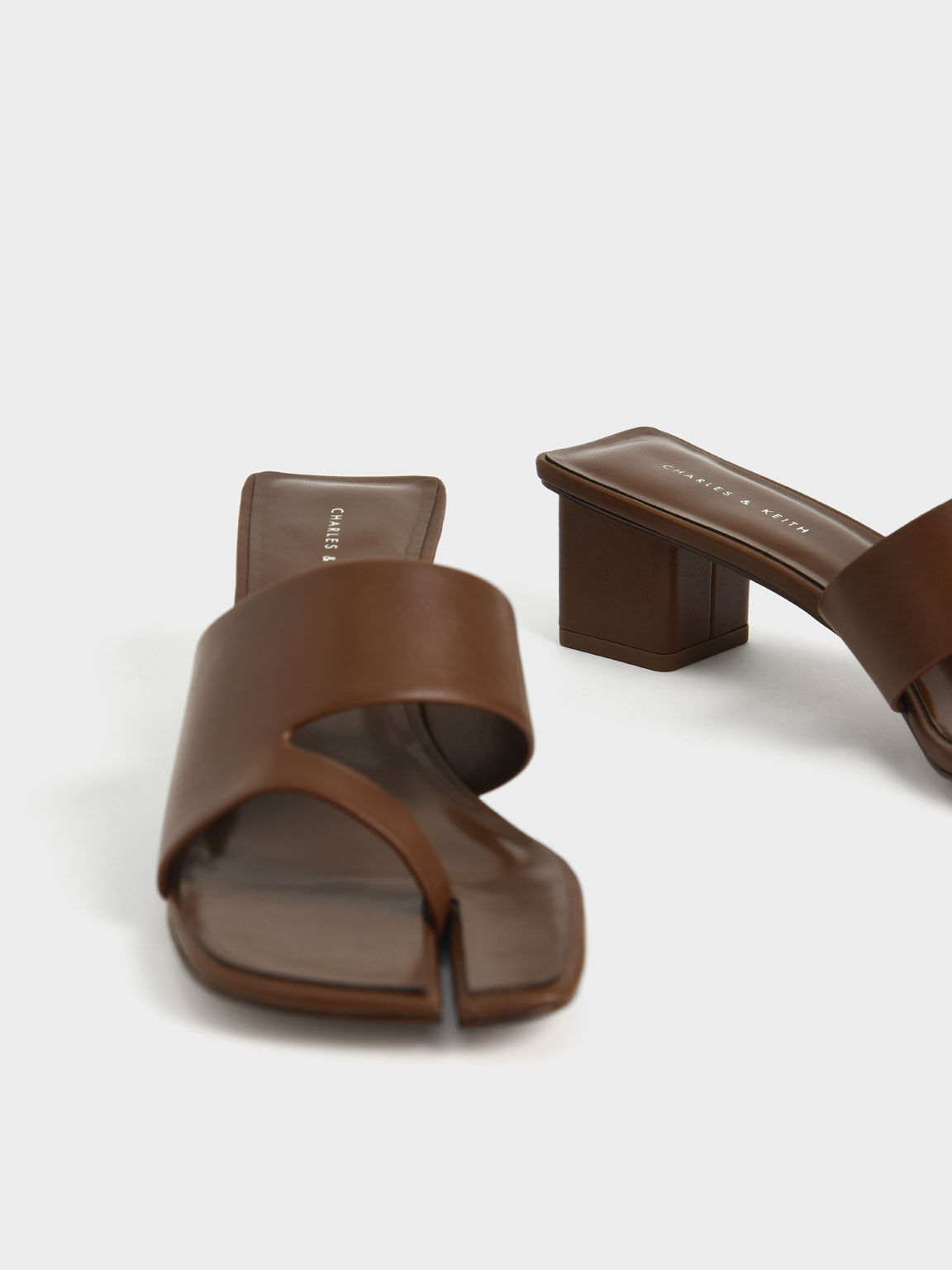 Cut-Out Thong Sandals, Brown, hi-res
