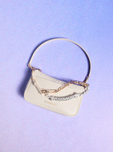 Addison Knotted-Rope Shoulder Bag, Cream, hi-res