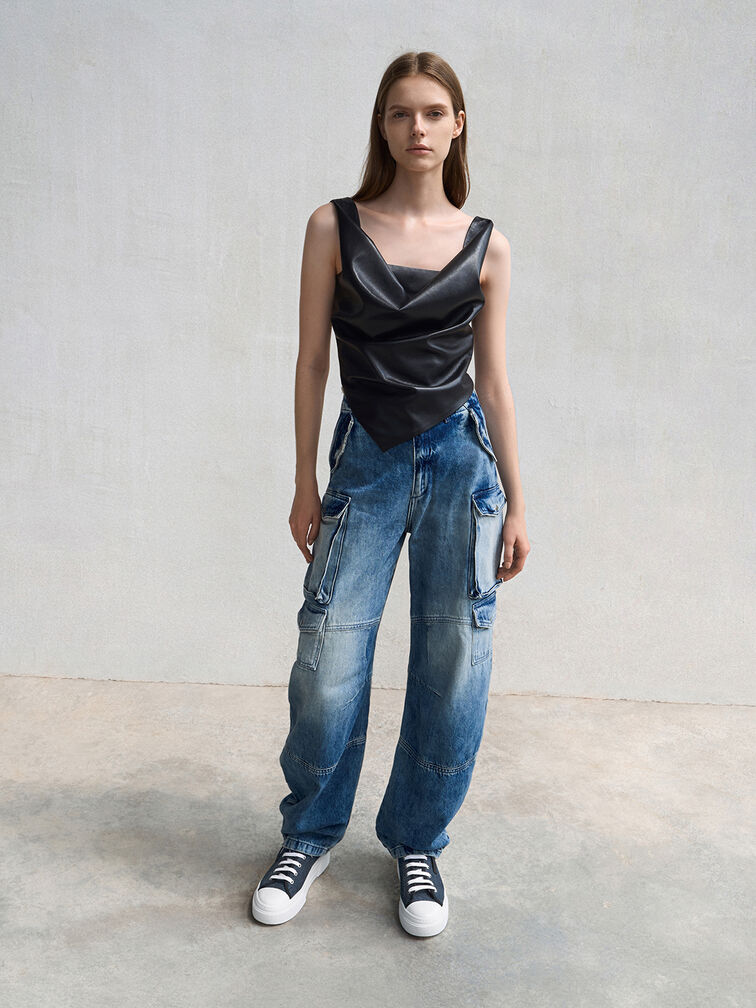 Kay Denim Low-Top Sneakers, Denim Blue, hi-res