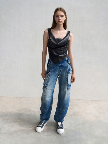 Kay Denim Low-Top Sneakers, Denim Blue, hi-res