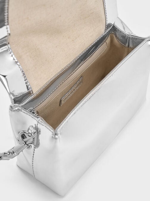 Matina Metallic Crossbody Bag, Silver, hi-res