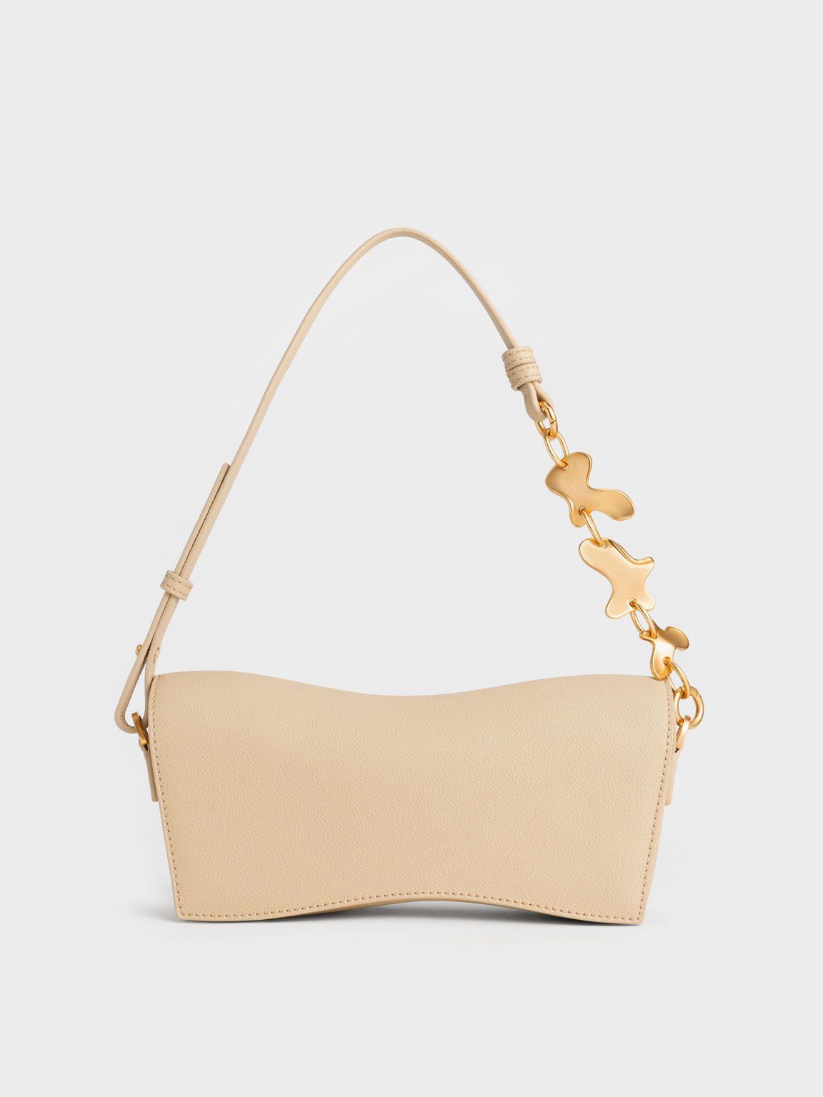 Verity Embellished Handle Sculptural Bag, Beige, hi-res