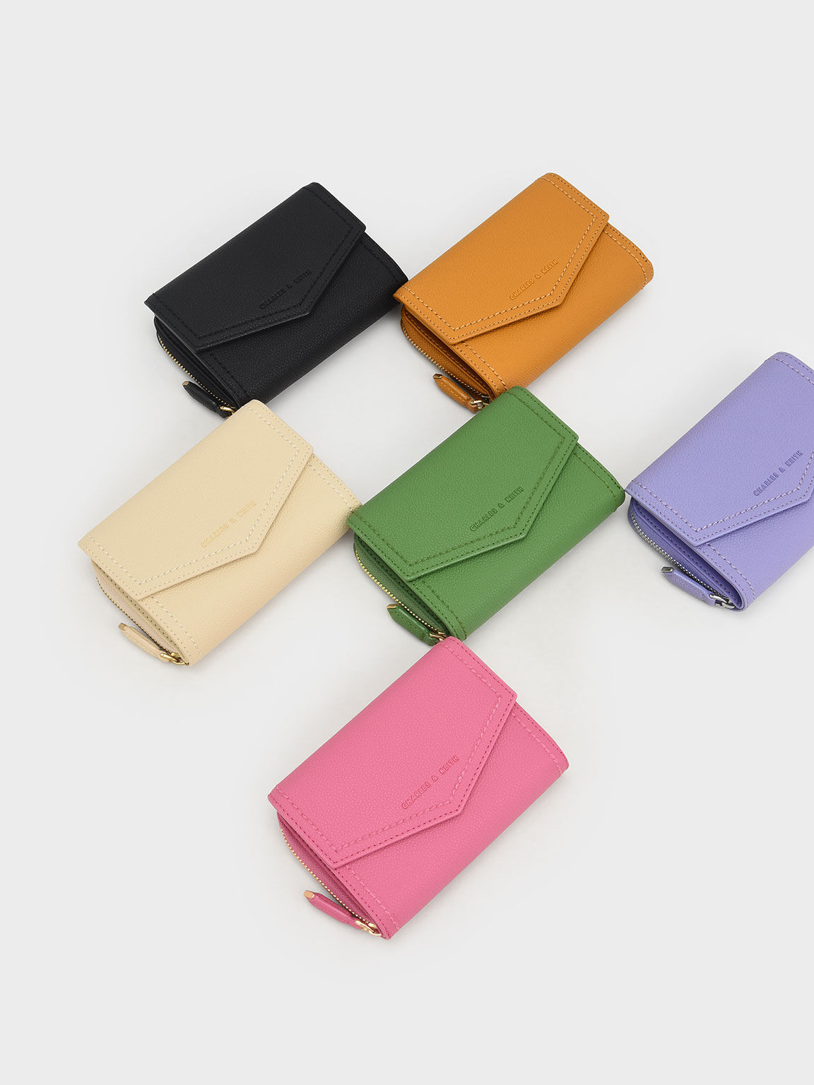 Stitch Trim Envelope Wallet, Orange, hi-res