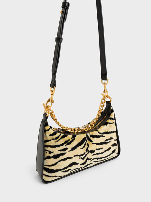 Minta Tiger Print Chain-Link Hobo Bag, Multi, hi-res