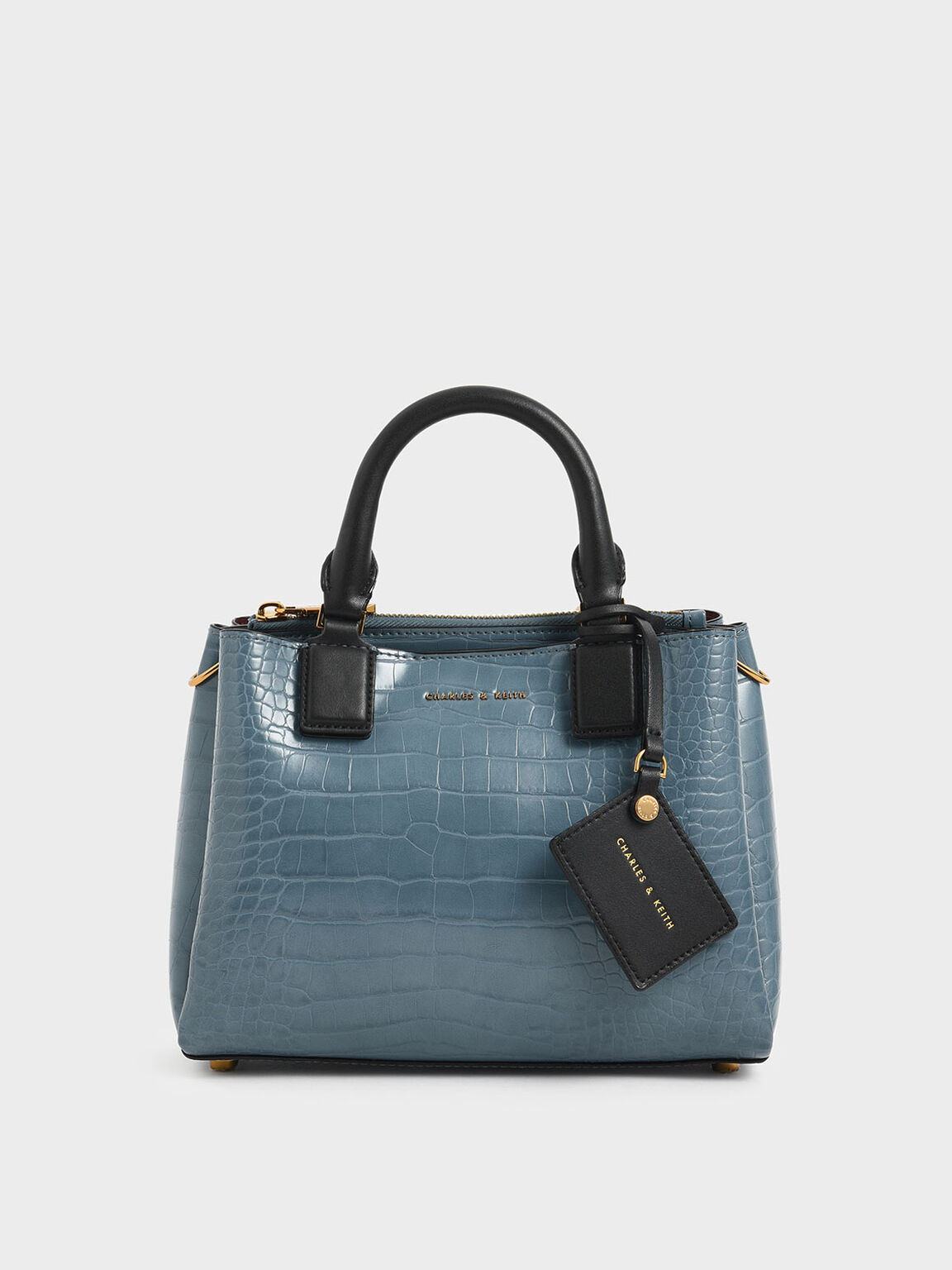 Blue Croc Effect Structured Bag