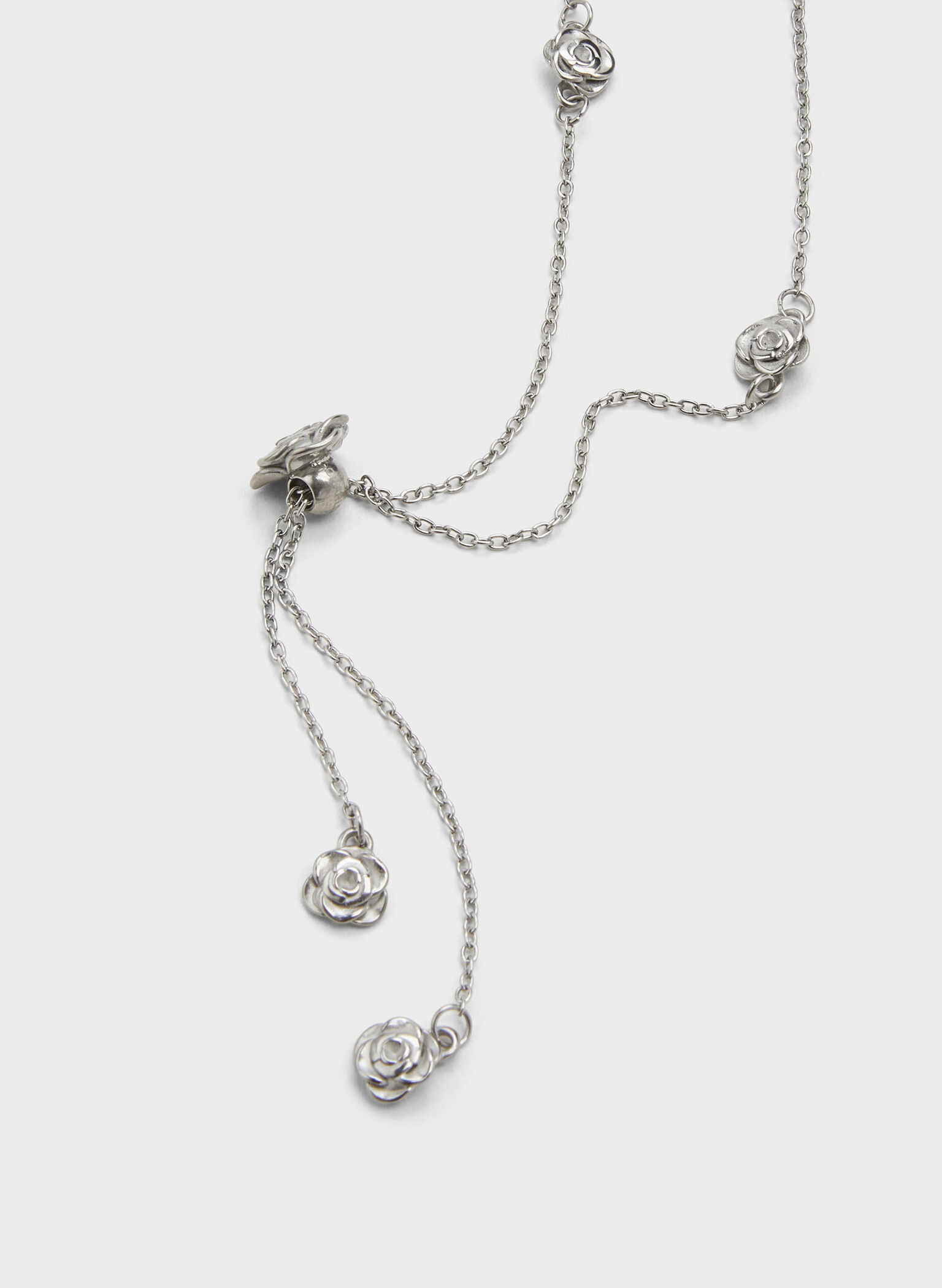 Rosalind Flower-Motif Necklace, Brushed Silver, hi-res