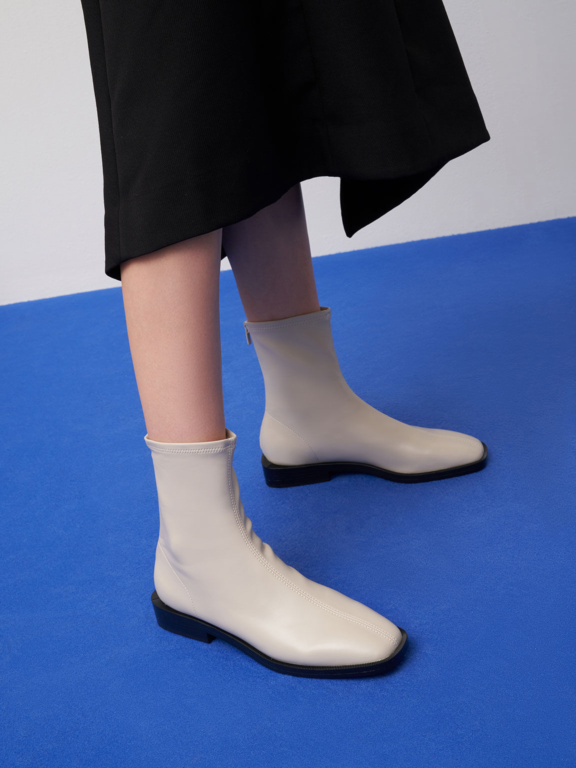 Square Toe Zip-Up Ankle Boots, Blanco tiza, hi-res