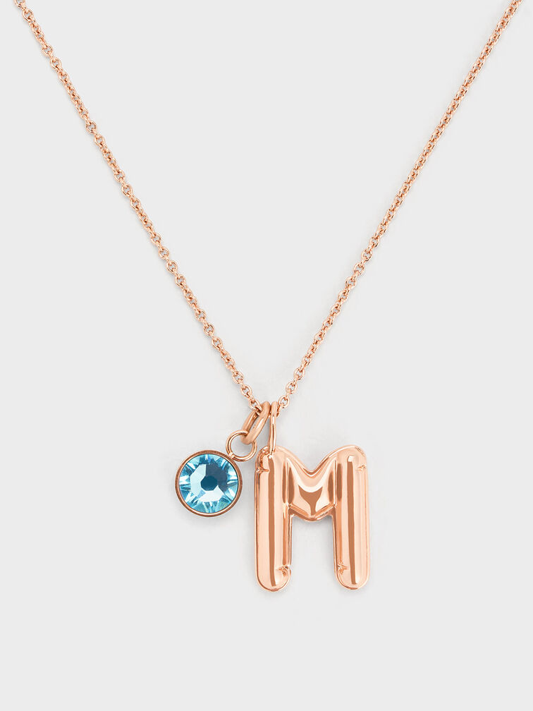Alphabet 'M' Charm, Rose Gold, hi-res