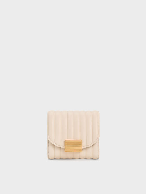 Astrid Panelled Small Wallet, Beige, hi-res