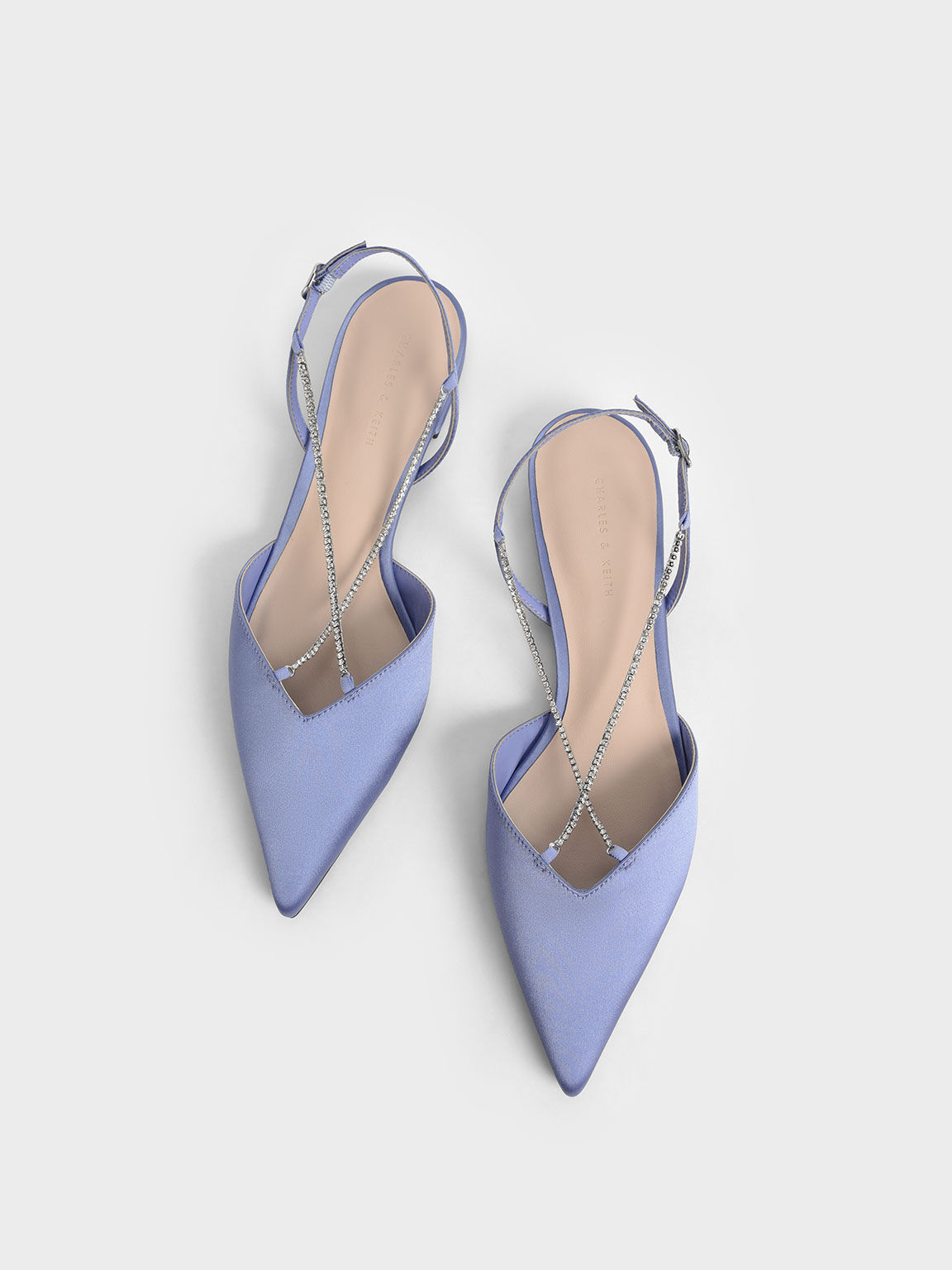 Adel Recycled Polyester Gem-Embellished Slingback Ballerinas, Blue, hi-res