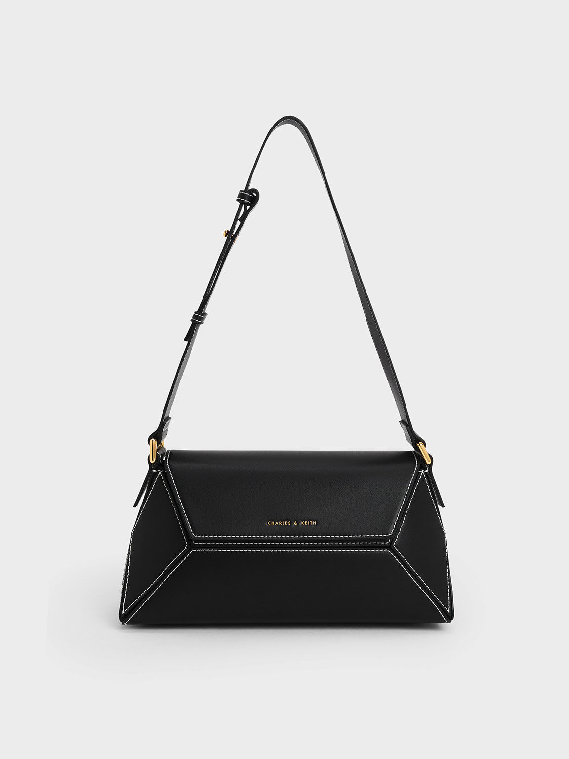 Nasrin Geometric Shoulder Bag, Black, hi-res