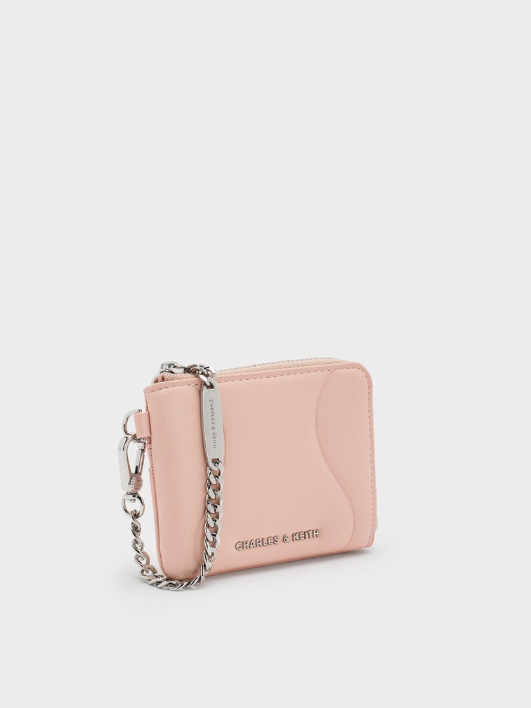 Nelly Wavy-Panel Chain-Strap Wristlet, Light Pink, hi-res