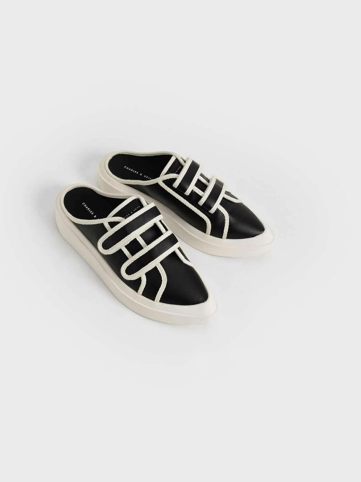 Two-Tone Velcro Sneaker Mules, Black, hi-res