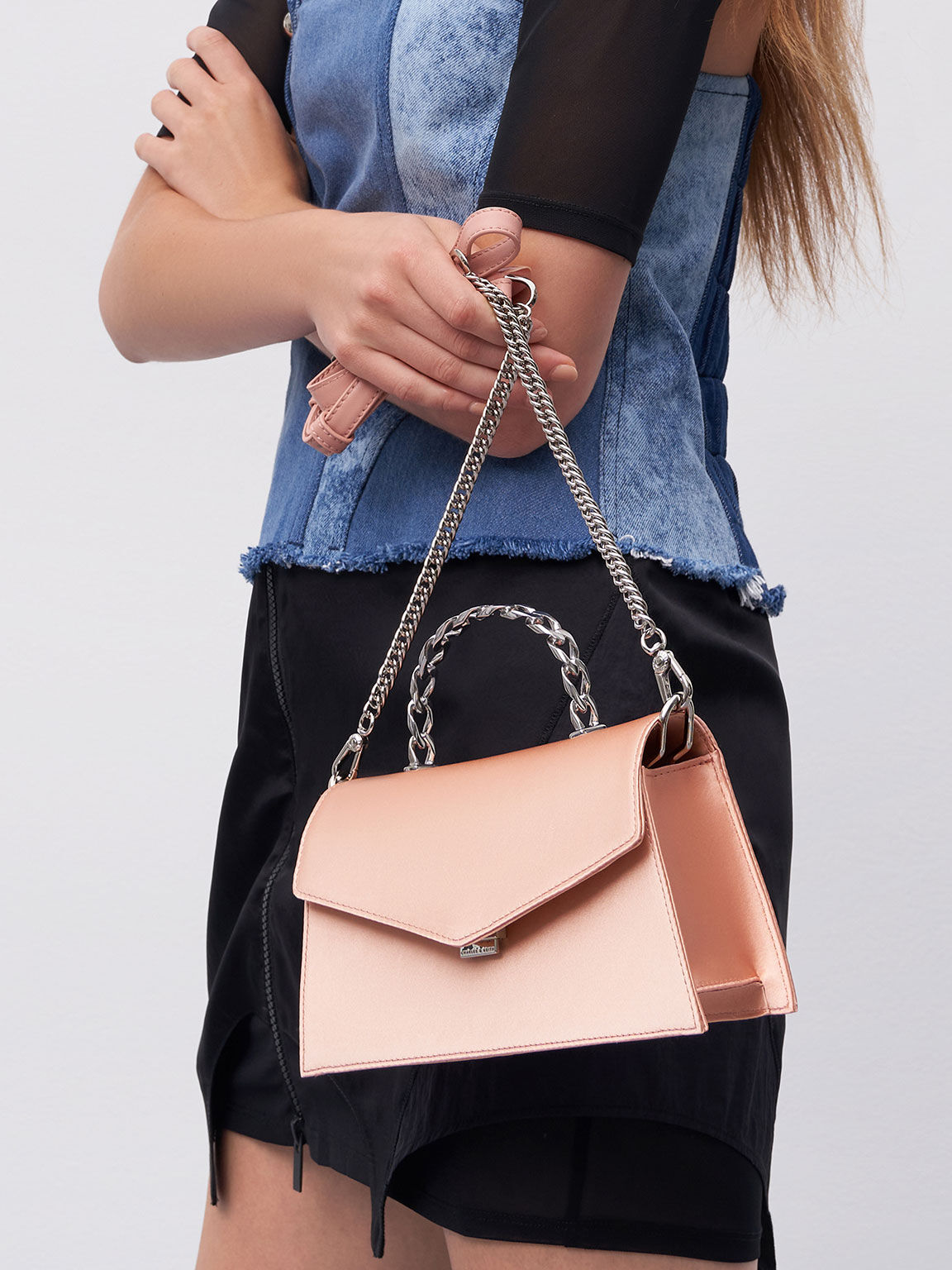 Recycled Polyester Satin Envelope Bag, Blush, hi-res