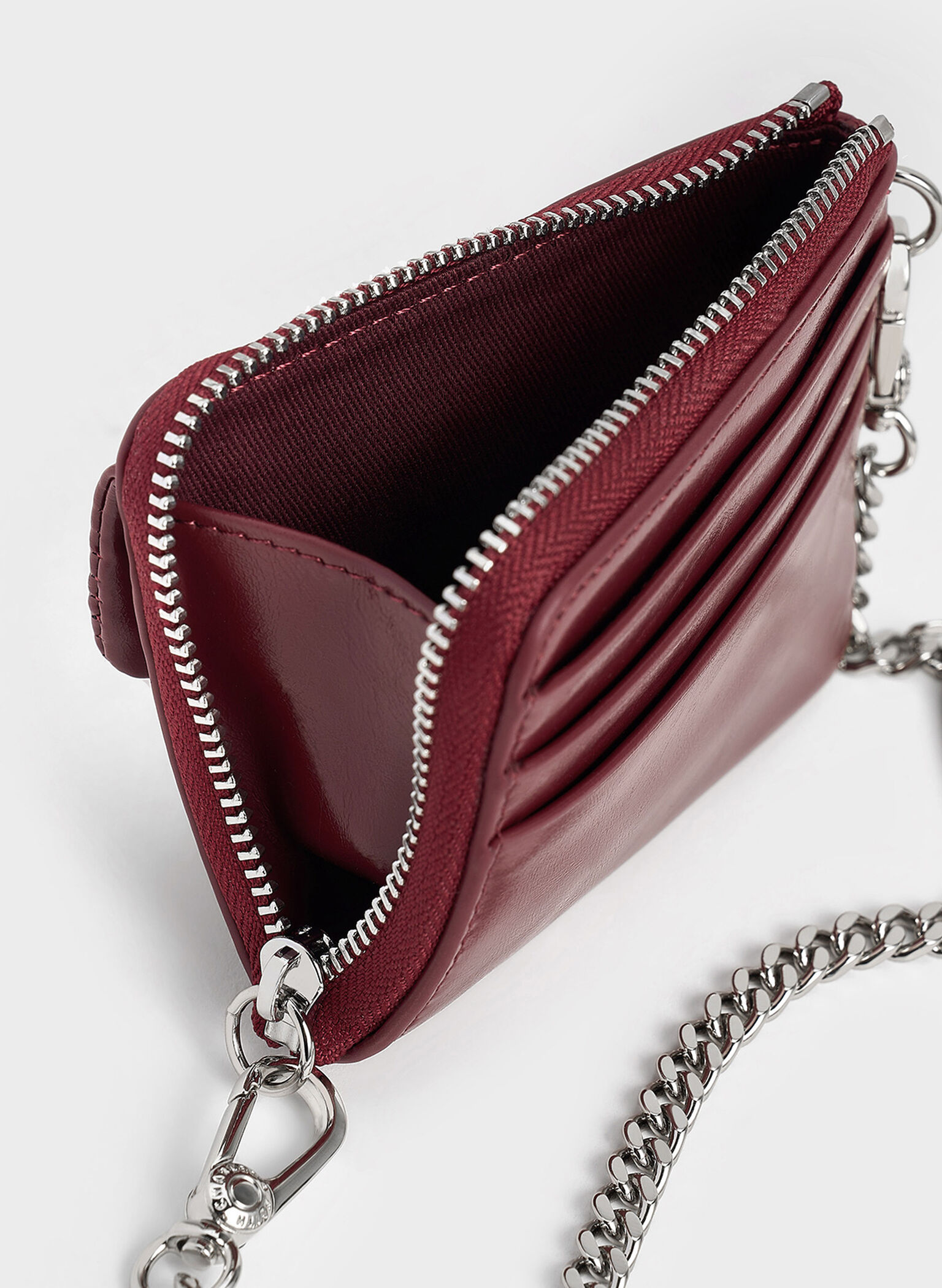 Rachel Front-Pocket Zip-Around Card Holder, Burgundy, hi-res