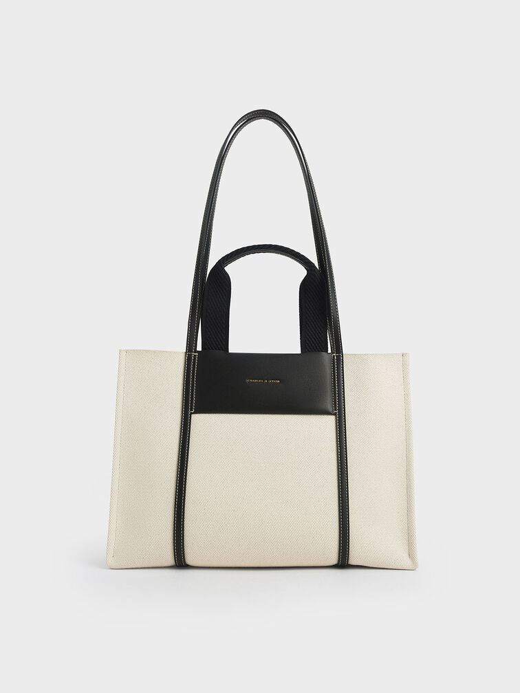 Charles & Keith Women's Shalia Canvas Tote Bag