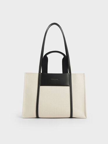 Charles & Keith Women's Shalia Canvas Tote Bag