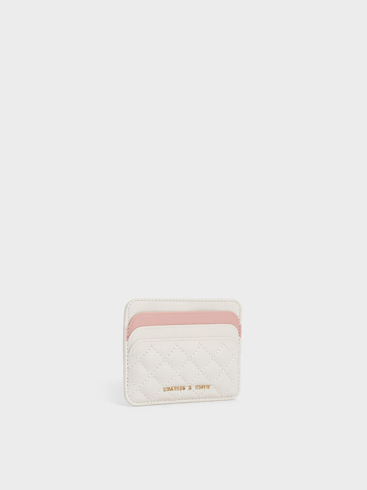 Quilted Multi-Slot Card Holder, Cream, hi-res