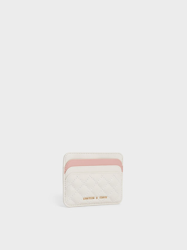 Cleo Two-Tone Quilted Card Holder, Cream, hi-res