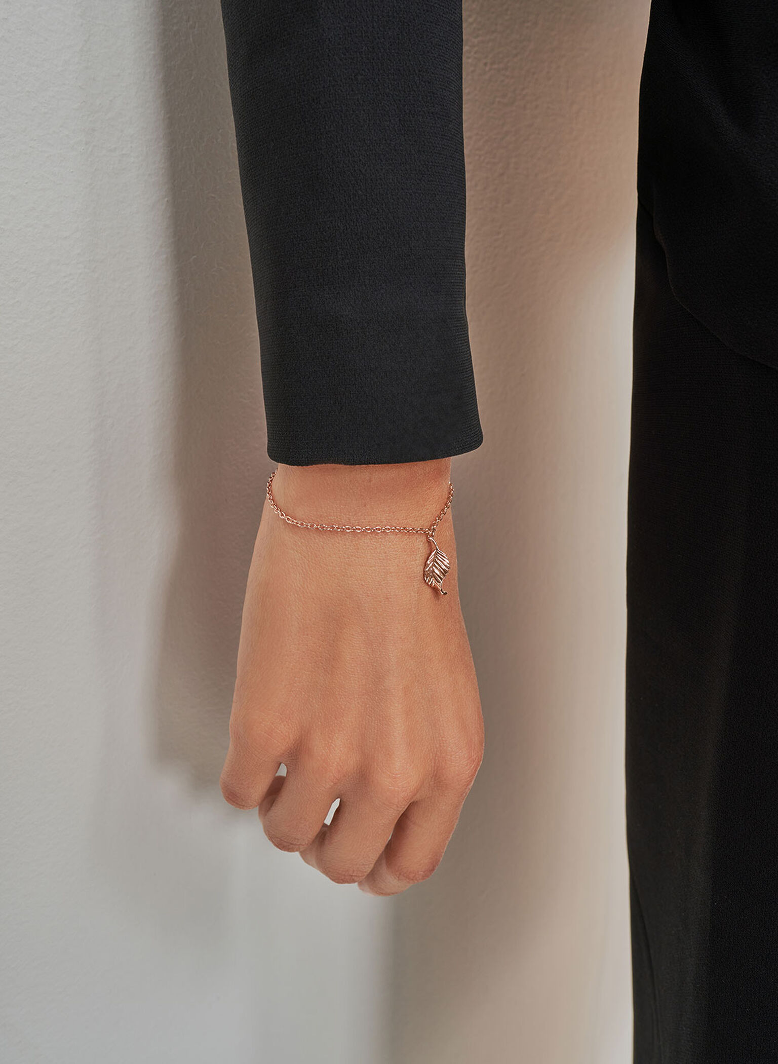 Leaf Bead Bracelet, Rose Gold, hi-res