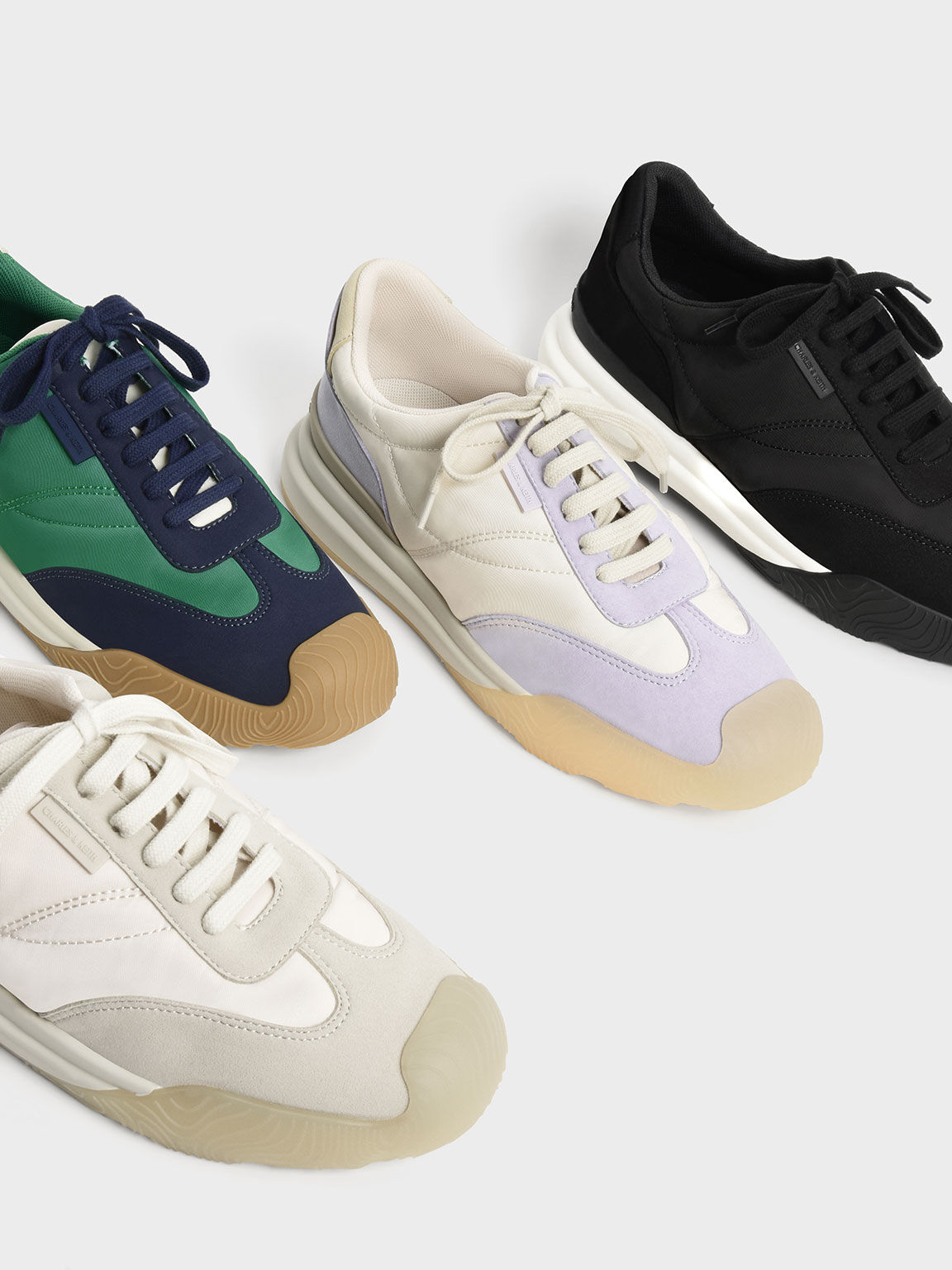 Zapatillas bajas de microfibra y nailon, Green, hi-res