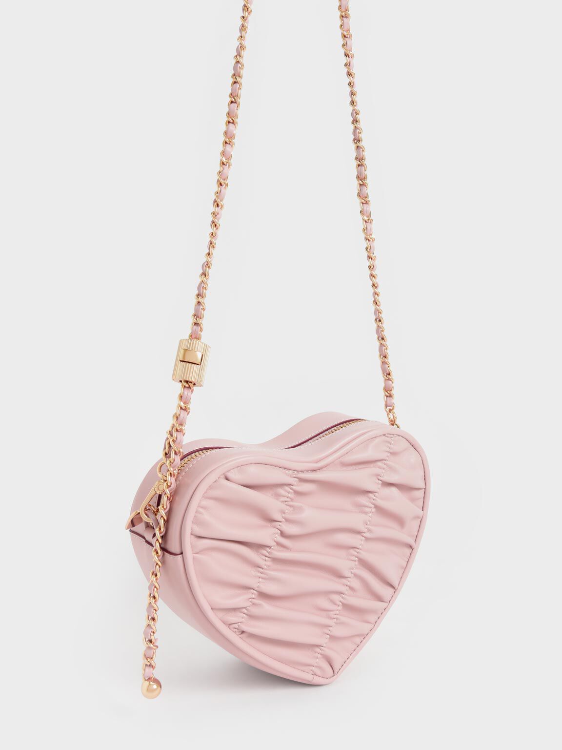 串珠愛心手提包, 粉紅色, hi-res