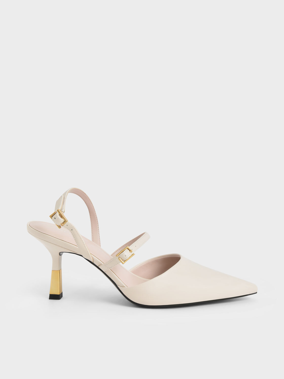 Chalk Double Strap Slingback Pumps 
