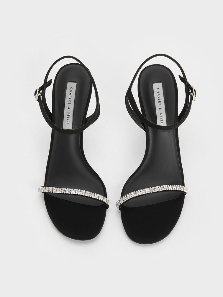 Ambrosia Textured Gem-Embellished Ankle-Strap Pumps, Black Textured, hi-res