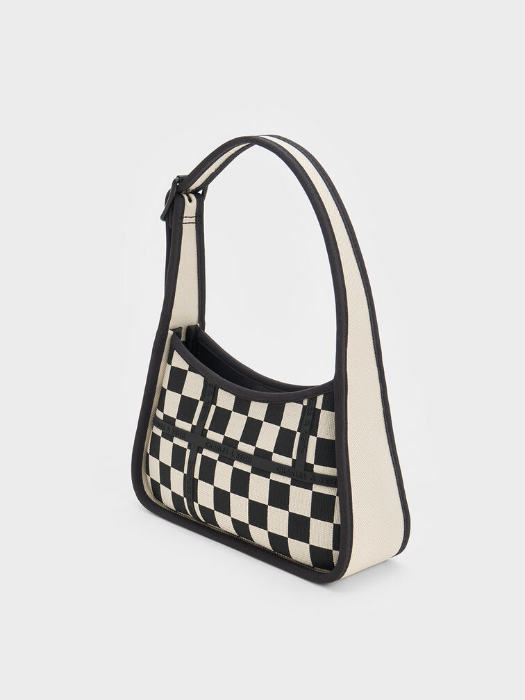 Charles & Keith Women's Avenue Checkered Trapeze Shoulder Bag