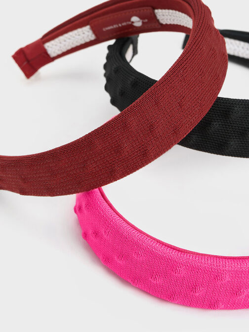 Spike Textured Headband, Red, hi-res