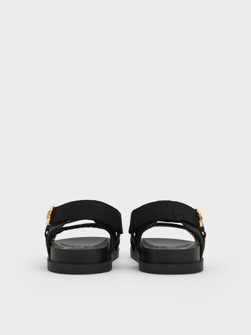 Granta Leather & Fabric Crossover Sports Sandals, Black, hi-res