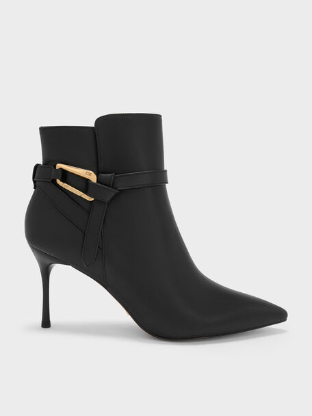 Daena Leather Stiletto Ankle Boots, Black, hi-res