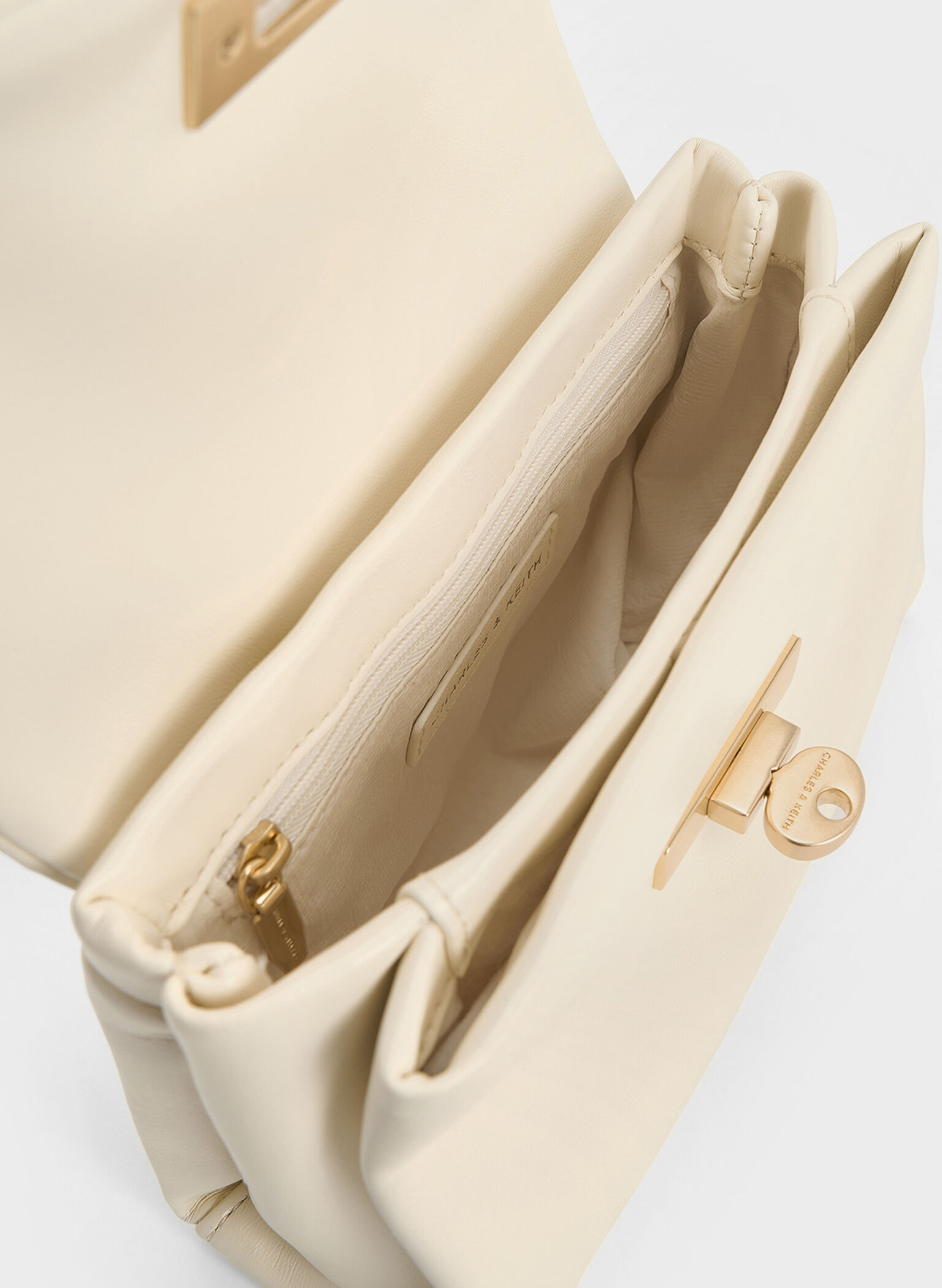 Mini bolso cruzado Kerry con asa de cadena, Crema, hi-res