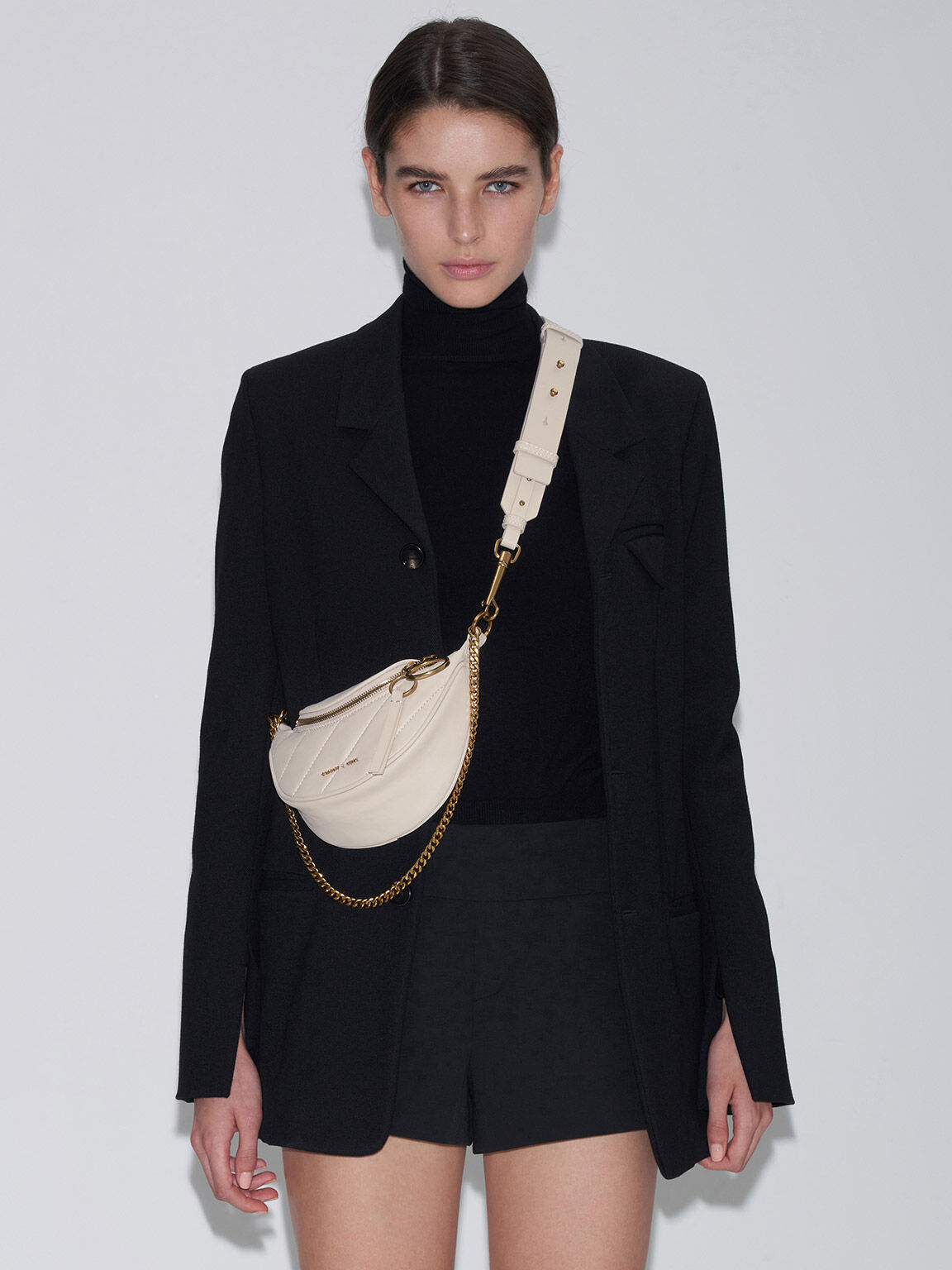 Charles and keith hotsell half moon clutch