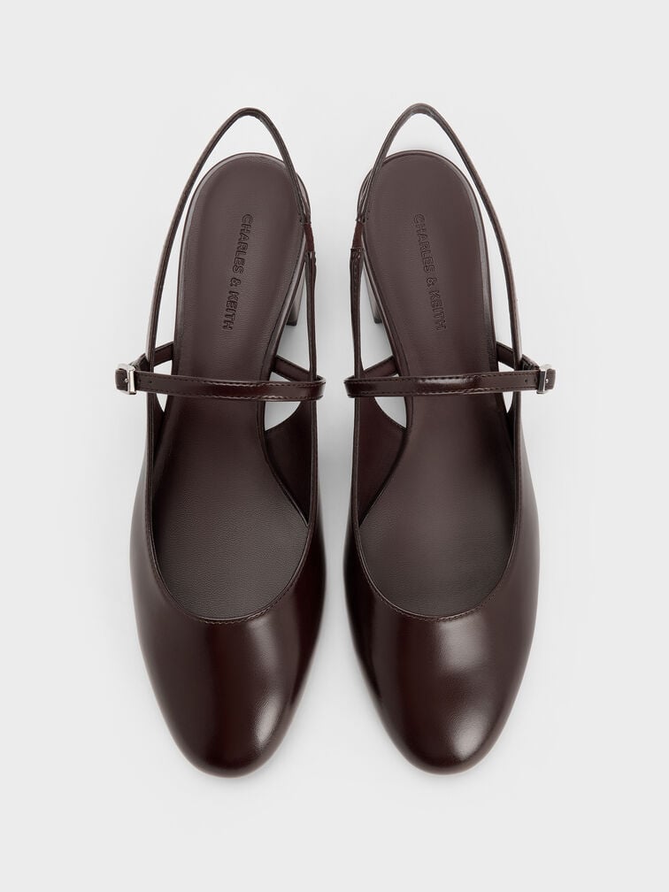 Block-Heel Slingback Mary Jane Pumps, Burgundy, hi-res