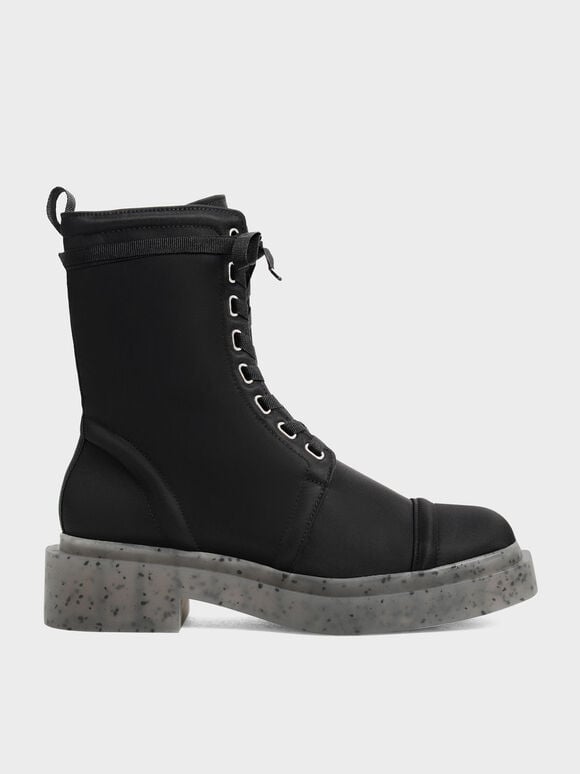 The Anniversary Series: Charli Recycled Nylon Lace-Up Ankle Boots, Black, hi-res