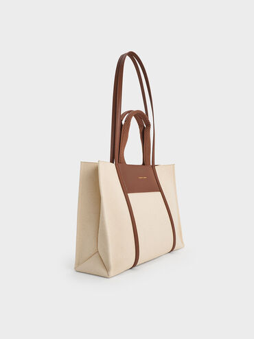 Shalia Canvas Tote Bag, Cognac, hi-res