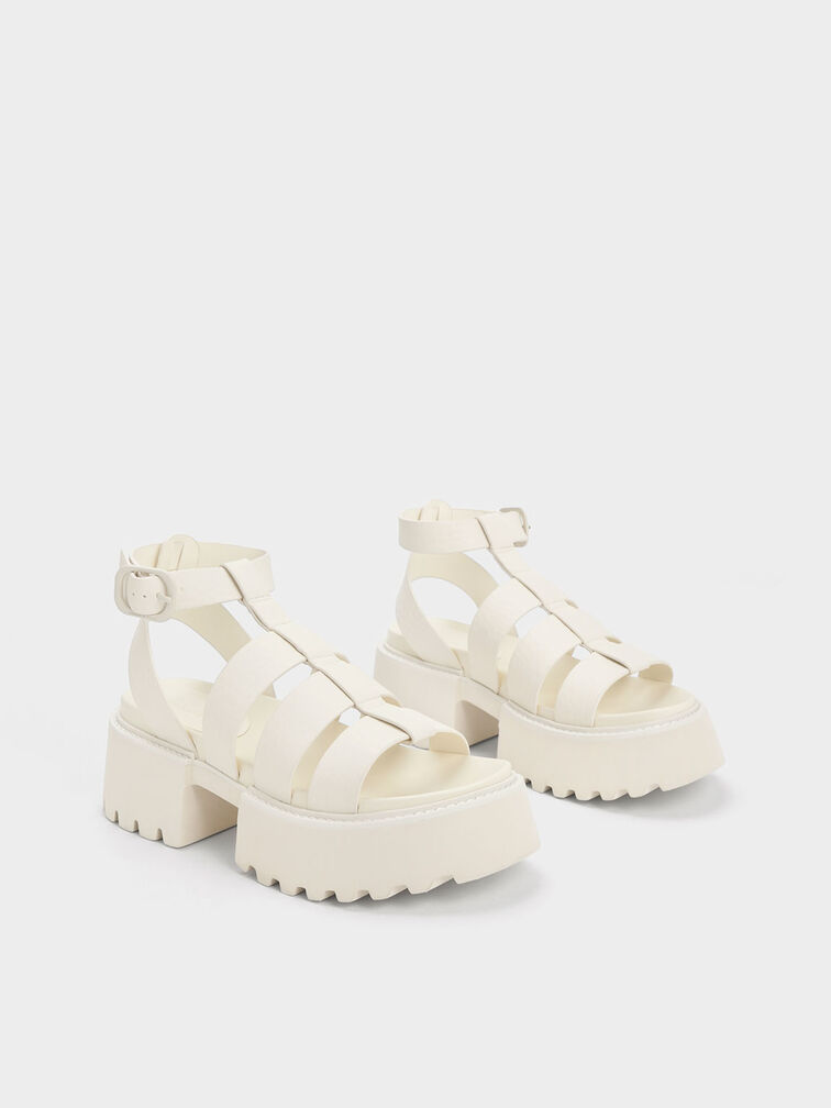 Sandalias gladiador Nadie con Plataforma, Blanco tiza, hi-res