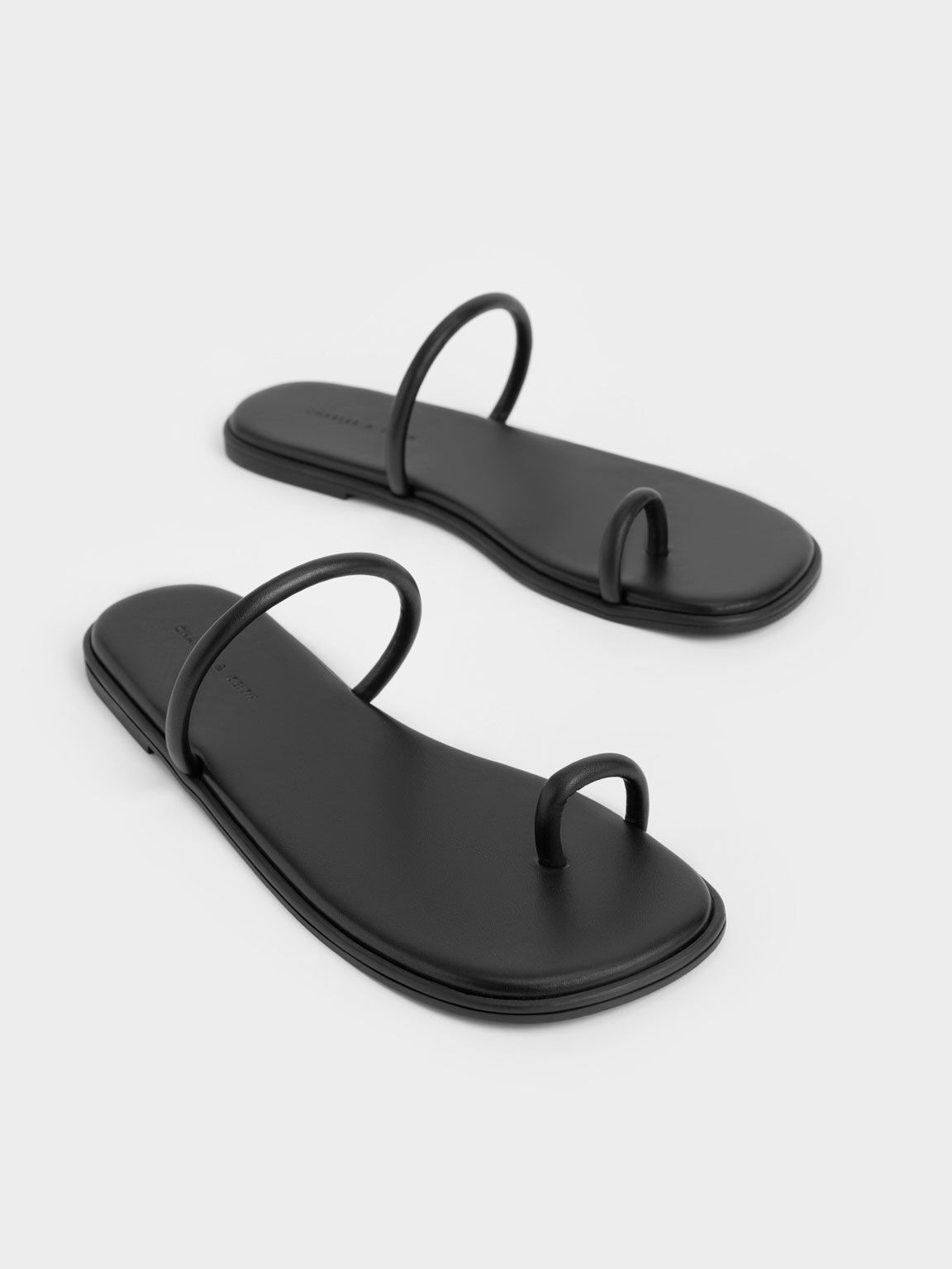 Black Tubular Toe-Ring Sandals - CHARLES & KEITH US