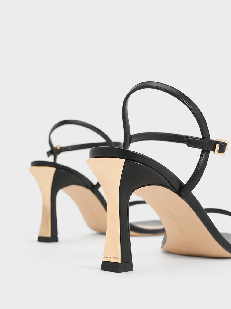 Black Square-Toe Heeled Sandals - CHARLES & KEITH PH