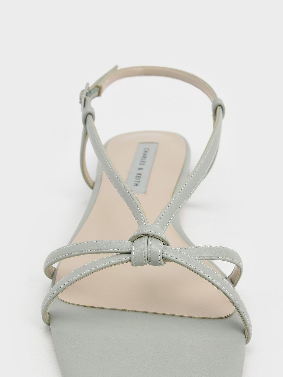 Strappy Knotted Slingback Flat Sandals, Mint Green, hi-res
