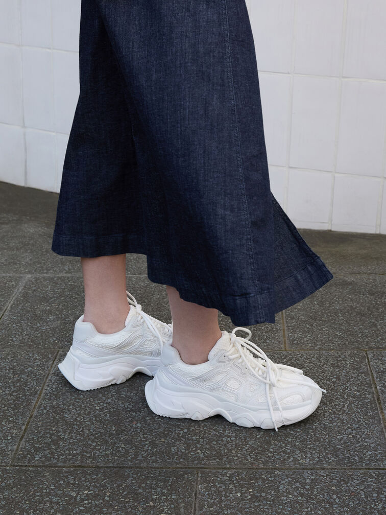 Zapatillas deportivas gruesas Gaskell de encaje, Blanco, hi-res