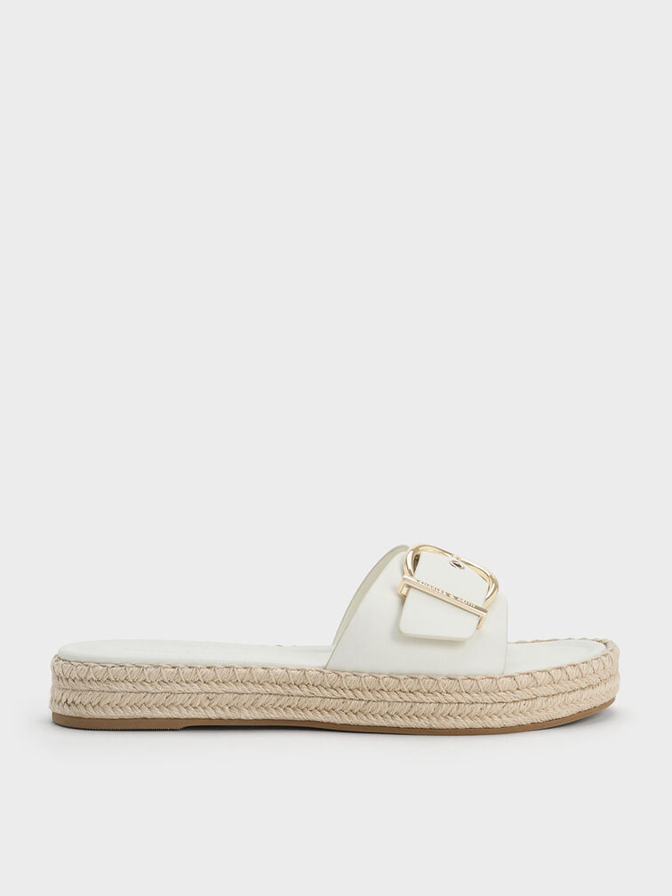 Buckled Espadrille Sandals, Chalk, hi-res