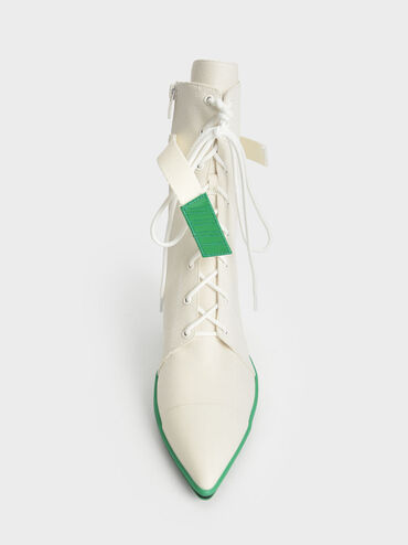 Recycled Cotton Lace-Up Ankle Boots, White, hi-res