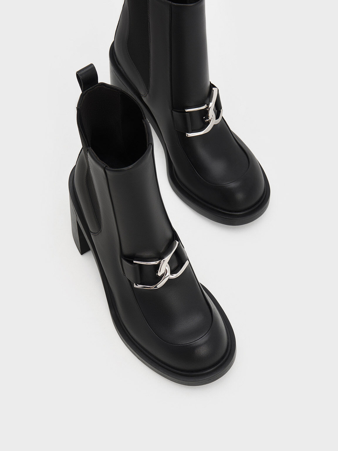Black Gabine Block Heel Ankle Boots - CHARLES KEITH US