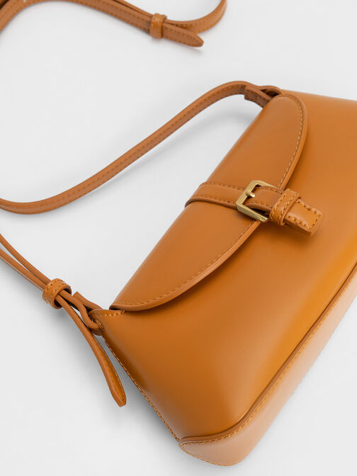 Annelise Double Belted Shoulder Bag, Orange, hi-res