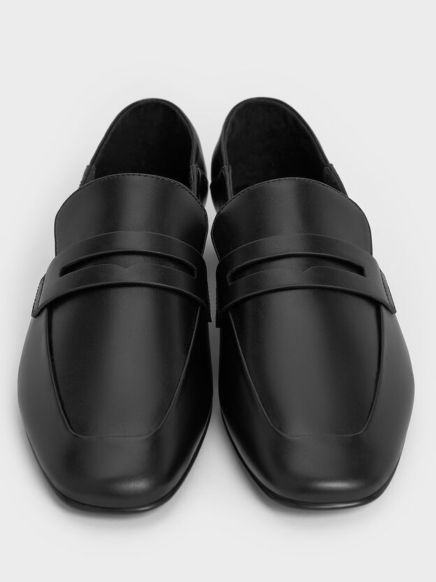 Mocasines con punta de almendra, Negro, hi-res